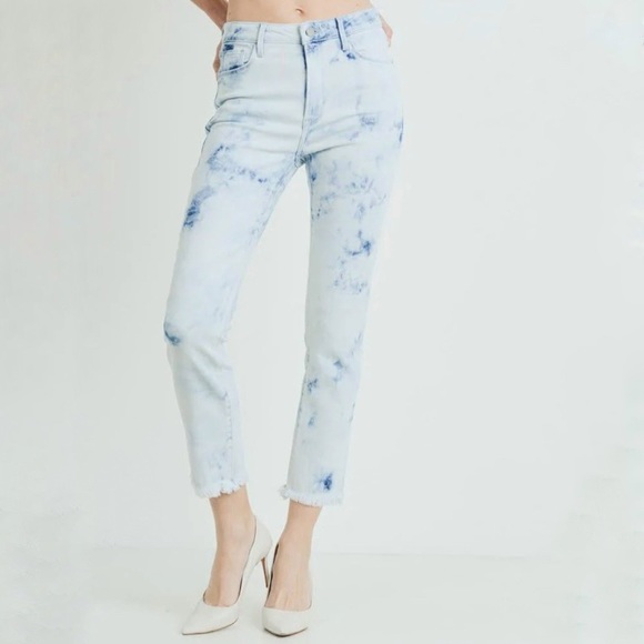 Just Black Denim Women’s Tie Dye High Waisted Slim Cropped Jeans - Picture 1 of 7
